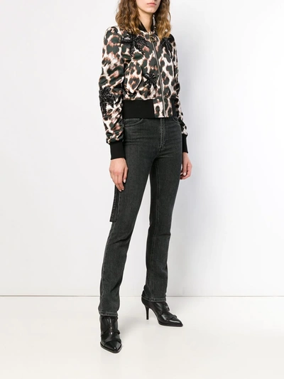 Shop Philipp Plein Leopard Print Cropped Jacket In Black