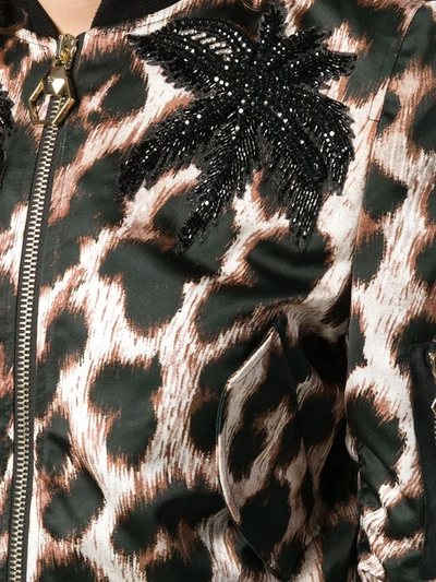 Shop Philipp Plein Leopard Print Cropped Jacket In Black