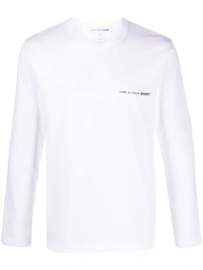 Shop Comme Des Garçons Shirt Printed Logo Long-sleeve T-shirt In White