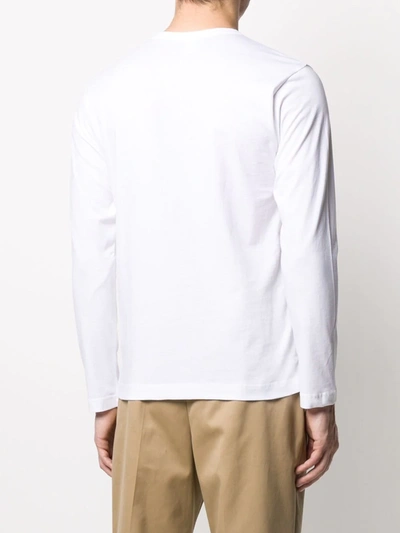 Shop Comme Des Garçons Shirt Printed Logo Long-sleeve T-shirt In White