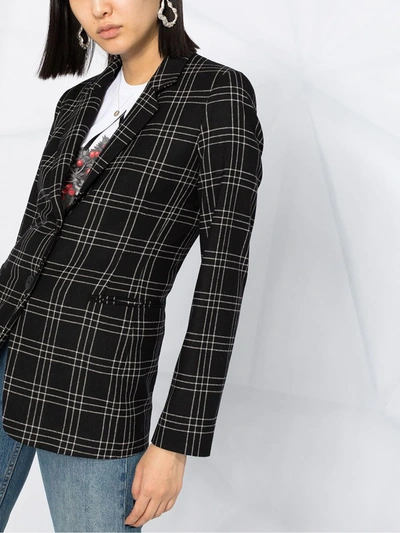 Shop Twinset Check Pattern Long Sleeve Blazer In Black