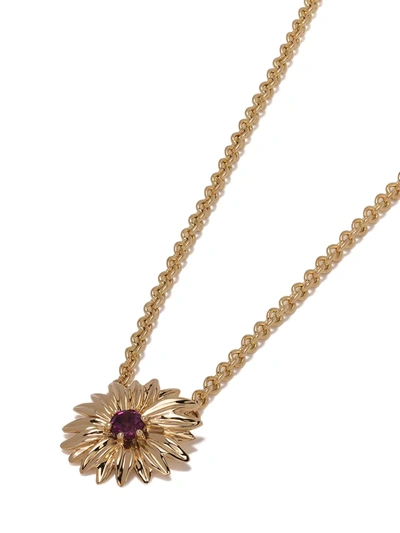 Shop Aurelie Bidermann 18kt Yellow Gold Rhodolite Garnet Bouquet Pendant Necklace