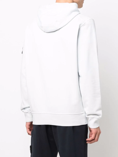 Shop Stone Island Logo-patch Cotton Hoodie In Weiss