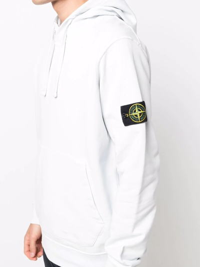 Shop Stone Island Logo-patch Cotton Hoodie In Weiss