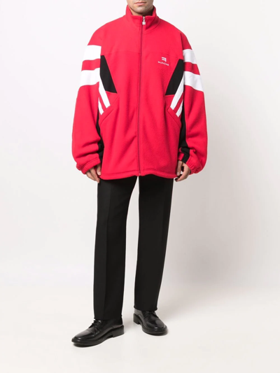 Shop Balenciaga Sporty B Embroidered-logo Track Jacket In Rot