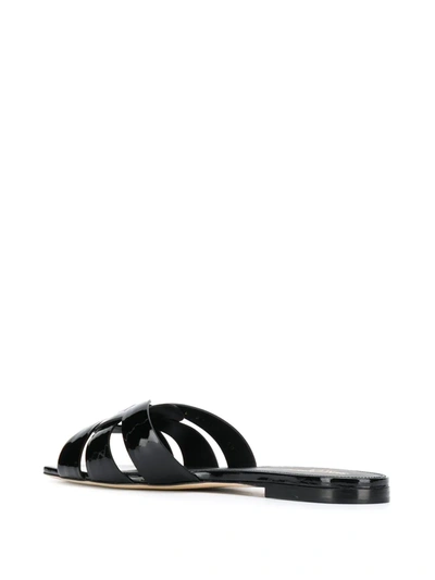 Shop Saint Laurent Tribute Flat Sandals In Black