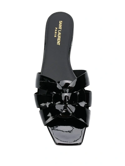 Saint Laurent Paris Women Tribute Mules In Smooth Leather In Black