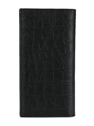 Shop Saint Laurent Crocodile-embossed Card Holder In Black