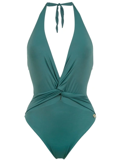 Shop Brigitte Aline Halter Neck Swimsuit In Green