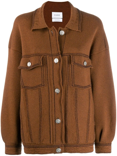 Shop Barrie Contrast Stitch Knitted Jacket In Brown