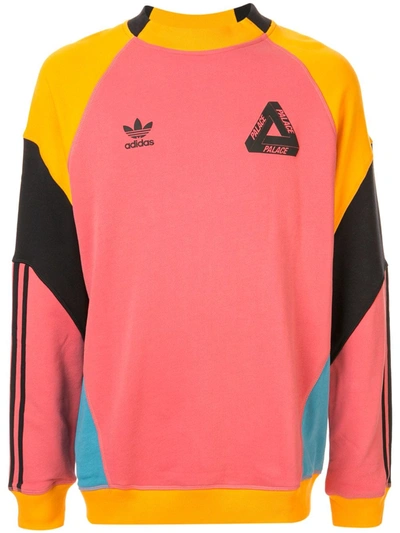 Palace X Adidas Crew Neck Sweatshirt In Pink | ModeSens