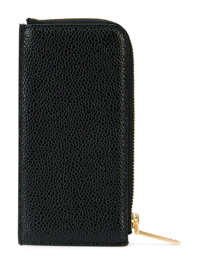 Shop Thom Browne Half-zip Leather Wallet In Black