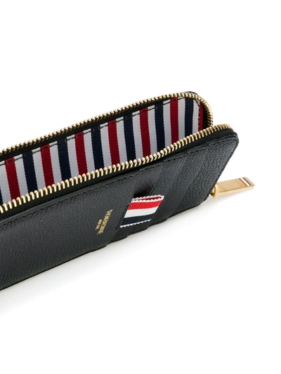 Shop Thom Browne Half-zip Leather Wallet In Black