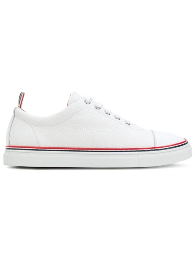 Shop Thom Browne Tennis Collection Straight Toe Cap Trainer In White