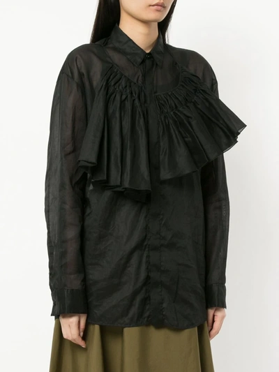 Shop Jil Sander Asymmetric Ruffled Shirt In Black