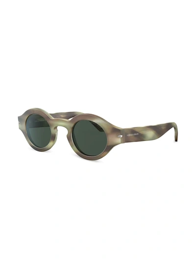 Giorgio Armani Printed Circle Frame Sunglasses In Green
