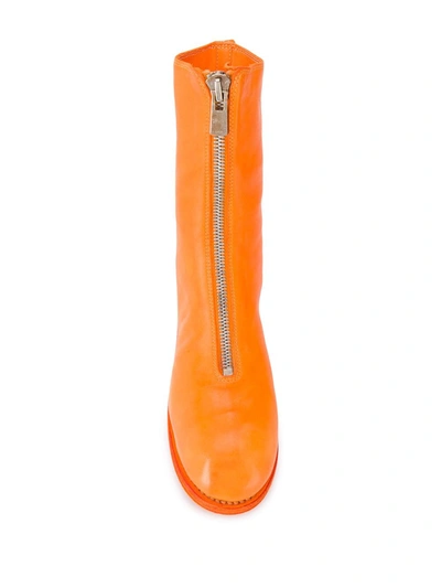 Shop Guidi Front-zip Leather Boots In Orange