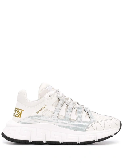 Shop Versace Trigreca Low-top Sneakers In White