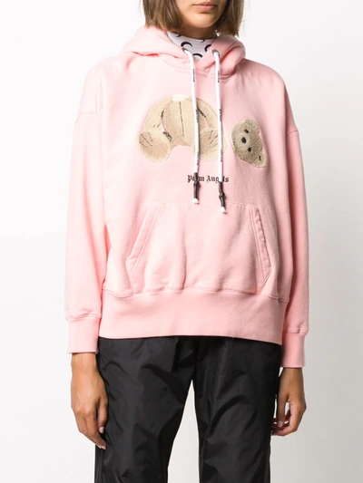 Shop Palm Angels Bear Over Hoodie In Pink