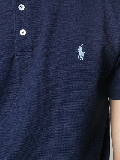 Shop Polo Ralph Lauren Logo Embroidered Polo Shirt In Blue