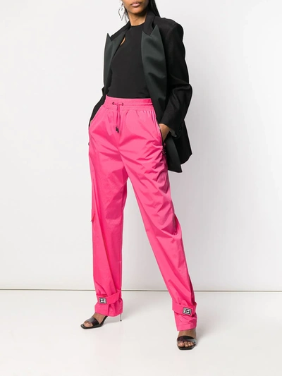 Off-white Rubber Logo Nylon Track Pants In Pink