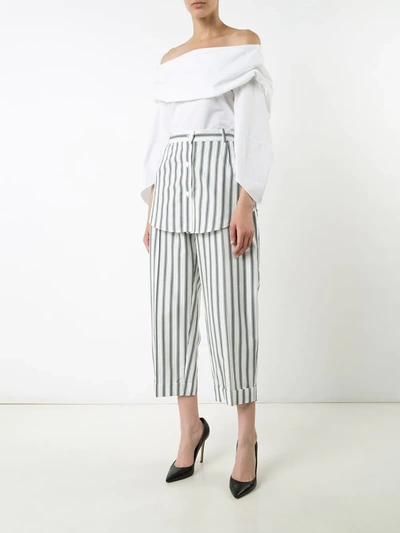 Shop Monse Striped Skirt Trousers In White