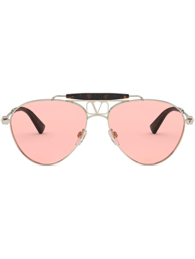 Shop Valentino Pilot-frame Tinted Sunglasses In Gold