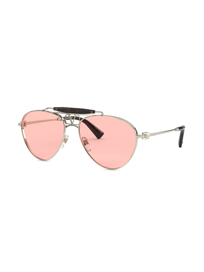 Shop Valentino Pilot-frame Tinted Sunglasses In Gold