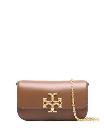 Shop Tory Burch Logo-plaque Leather Satchel Bag In 909 Moose