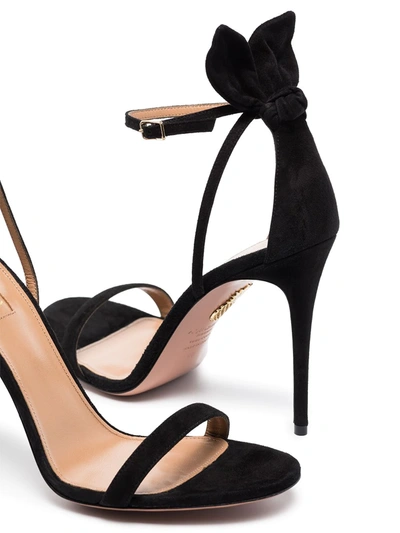 Shop Aquazzura Bow Tie 105mm Bow Sandals In Black