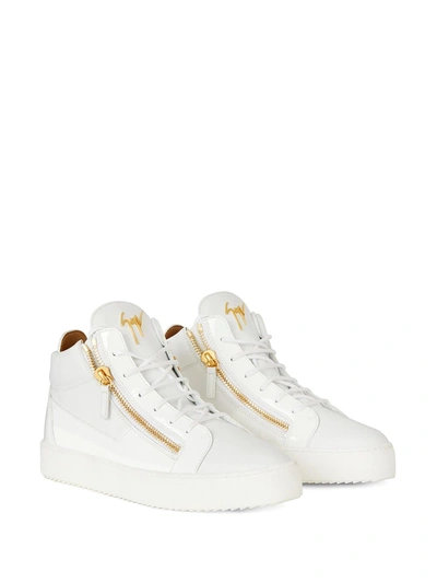 Shop Giuseppe Zanotti High-top Zip Sneakers In White