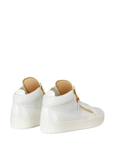 Shop Giuseppe Zanotti High-top Zip Sneakers In White