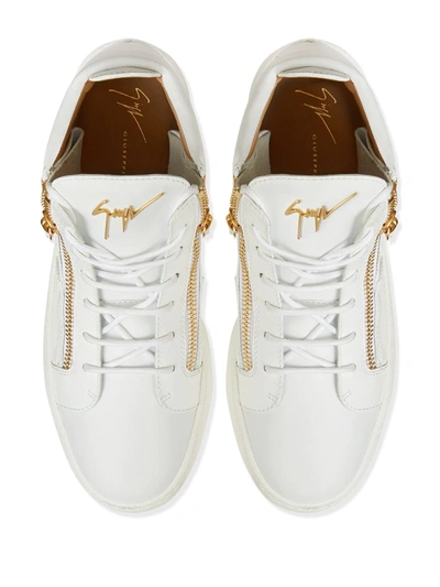 Shop Giuseppe Zanotti High-top Zip Sneakers In White