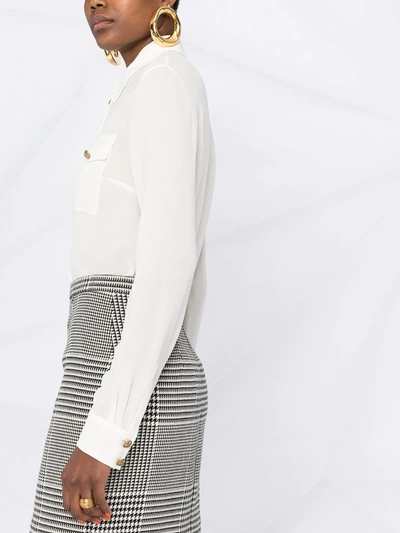 Shop Balmain Silk-georgette Shirt In White