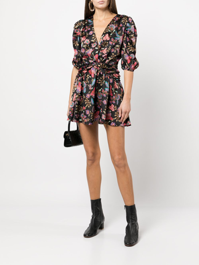 Shop Misa Narcissa Floral-print Dress In Black