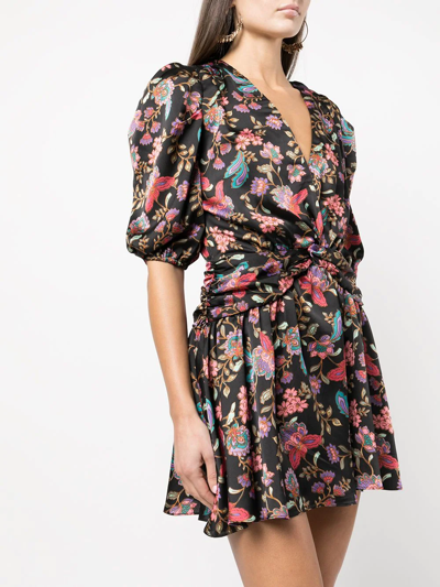 Shop Misa Narcissa Floral-print Dress In Black
