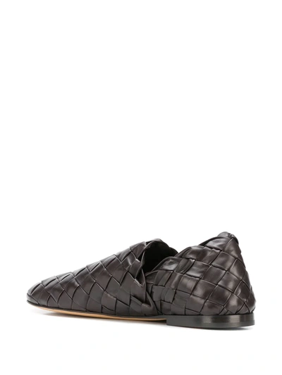 Shop Bottega Veneta Woven Leather Slip-on Loafers In Brown