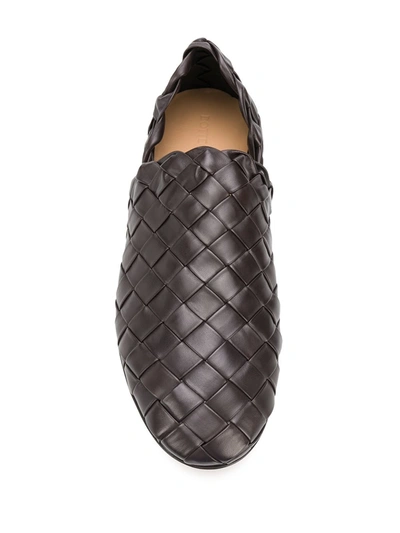 Shop Bottega Veneta Woven Leather Slip-on Loafers In Brown