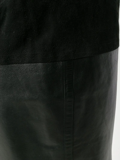 Pre-owned Saint Laurent 1980's Velvet Effect Panel Straight Skirt In Black