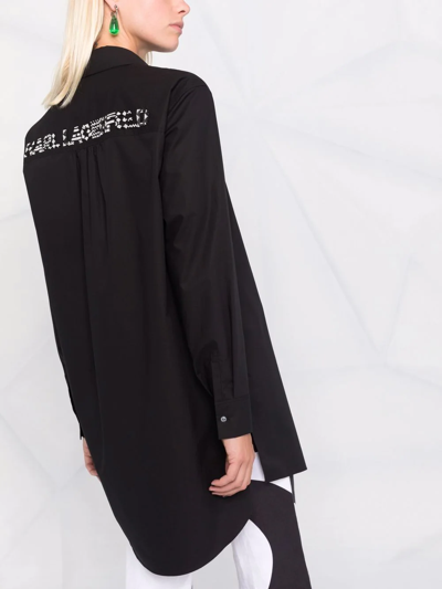 Shop Karl Lagerfeld Embellished-logo Tunic Shirt In Schwarz