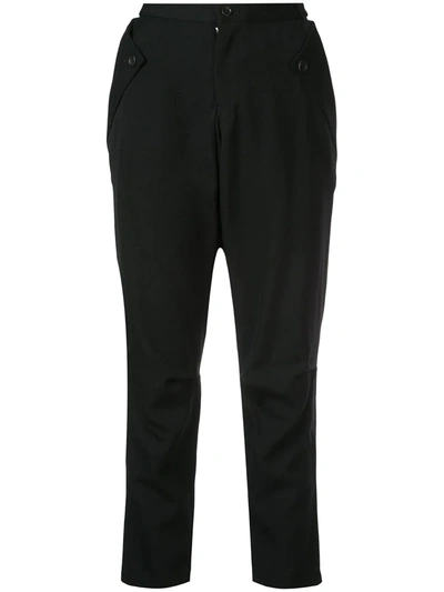 Shop Yohji Yamamoto Slim Tapered Trousers In Black