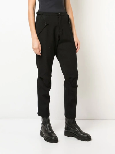 Shop Yohji Yamamoto Slim Tapered Trousers In Black