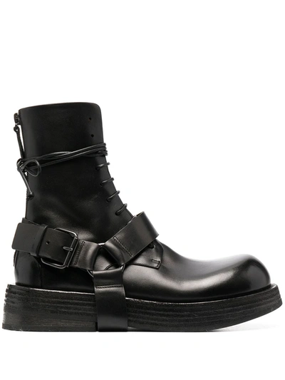 Shop Marsèll Harness Leather Lace-up Boots In Black