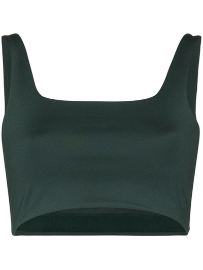 Shop Girlfriend Collective Tommy Square-neck Sports Bra In Green
