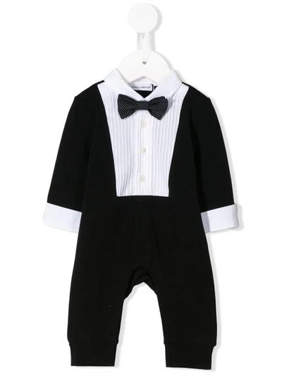 Shop Dolce & Gabbana Poplin Tuxedo Romper In Black