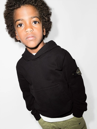 Stone Island Compass-logo Cotton Hoodie In Black