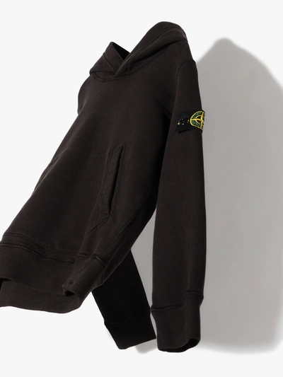 Shop Stone Island Junior Compass-logo Cotton Hoodie In Black