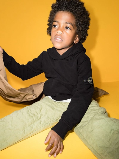 Stone Island Compass-logo Cotton Hoodie In Black