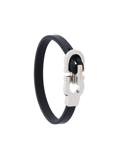 Shop Ferragamo Double Gancio Bracelet In Black