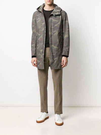 Shop Herno Camouflage-print Hooded Jacket In Green